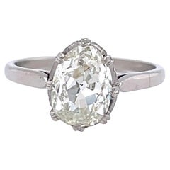 Vintage French GIA 1.61 Carat Antique Pear Shape Diamond PlatinumEngagement Ring