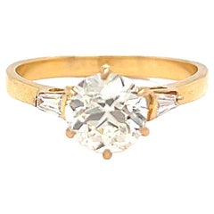 Vintage French GIA 1.73 Old European Cut Diamond 18K Gold Engagement Ring