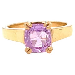 Vintage French GIA 2.38 Carats Purple-Pink Sri Lanka Sapphire 18 Karat Gold Ring