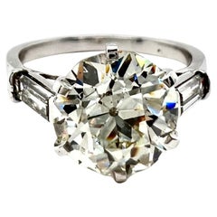 Vintage French GIA 2.80 Carat Old European Cut Diamond Platinum Ring
