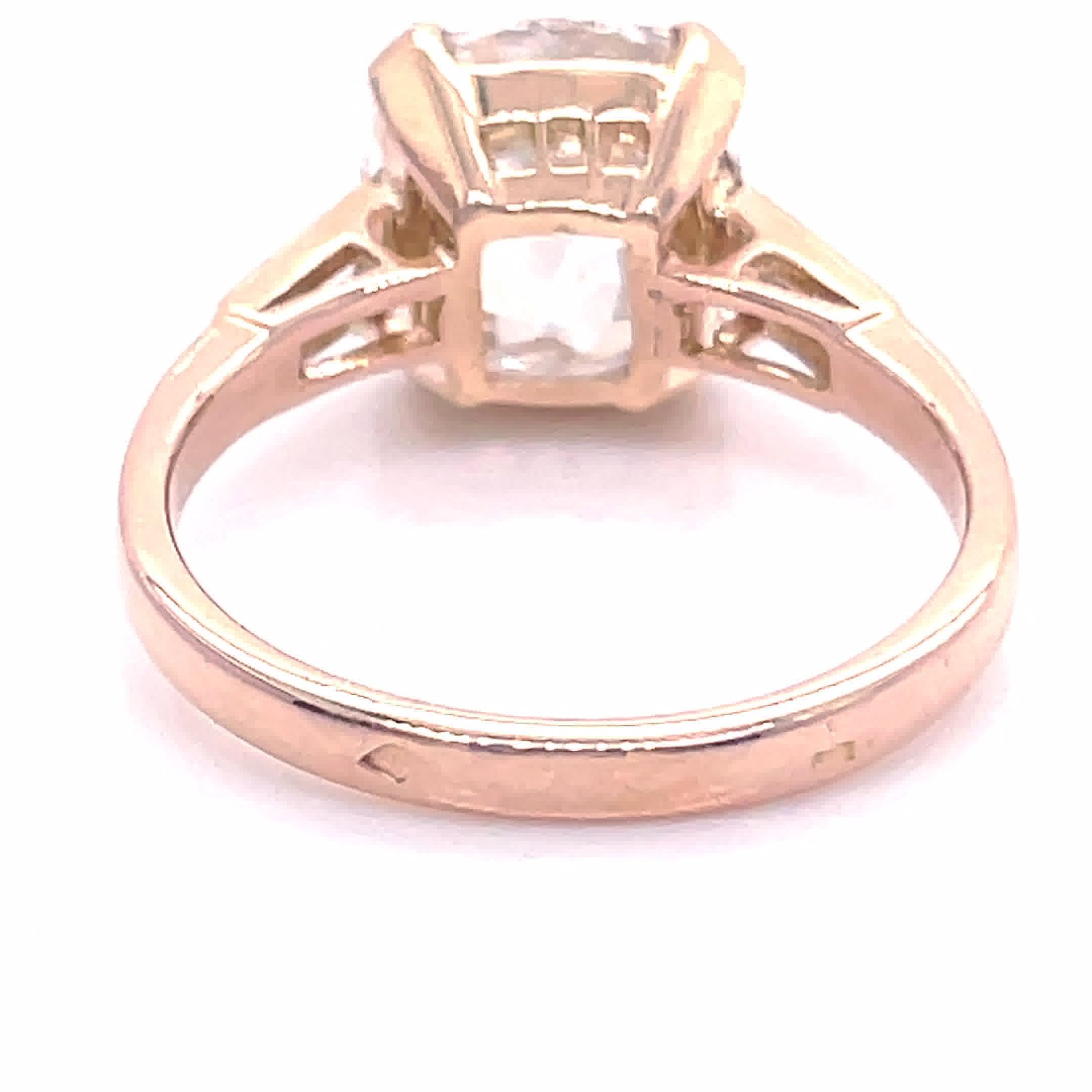 Vintage French GIA 4.00 Carat Old Mine Cut Diamond 18 Karat Gold Engagement Ring 2