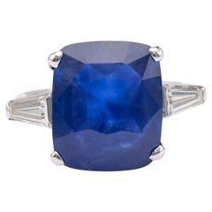 Vintage French GIA 8.20 Carat Ceylon Sapphire Diamond 18k White Gold Ring Vintage French GIA 8.20 Carat Ceylon Sapphire Diamond 18k White Gold Ring