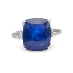 Vintage French GIA 8.20 Carat Ceylon Sapphire Diamond 18k White Gold Ring Vintage French GIA 8.20 Carat Ceylon Sapphire Diamond 18k White Gold Ring