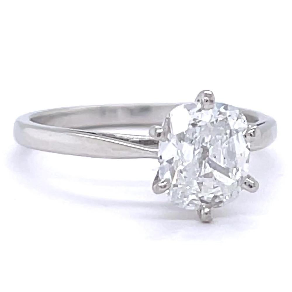Vintage French GIA Antique Cushion Cut Diamond Solitaire Engagement Ring In Excellent Condition In Beverly Hills, CA