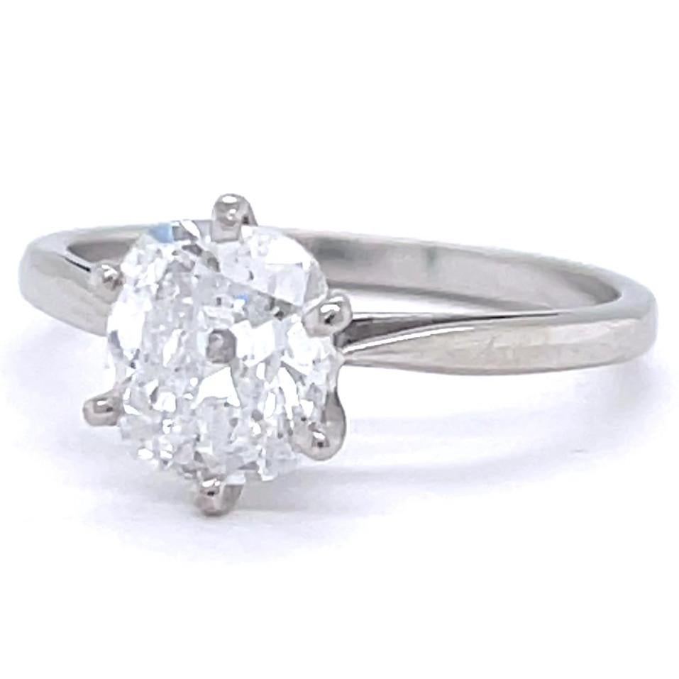 Women's or Men's Vintage French GIA Antique Cushion Cut Diamond Solitaire Engagement Ring