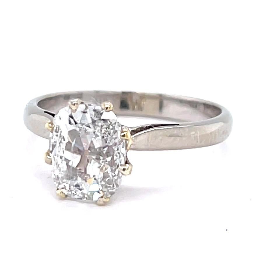 Vintage French GIA Antique Cushion Cut Diamond Solitaire Engagement Ring 1