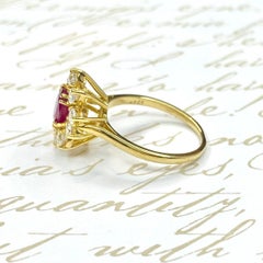 Vintage French GIA Certified Burma Ruby and Diamond Ring