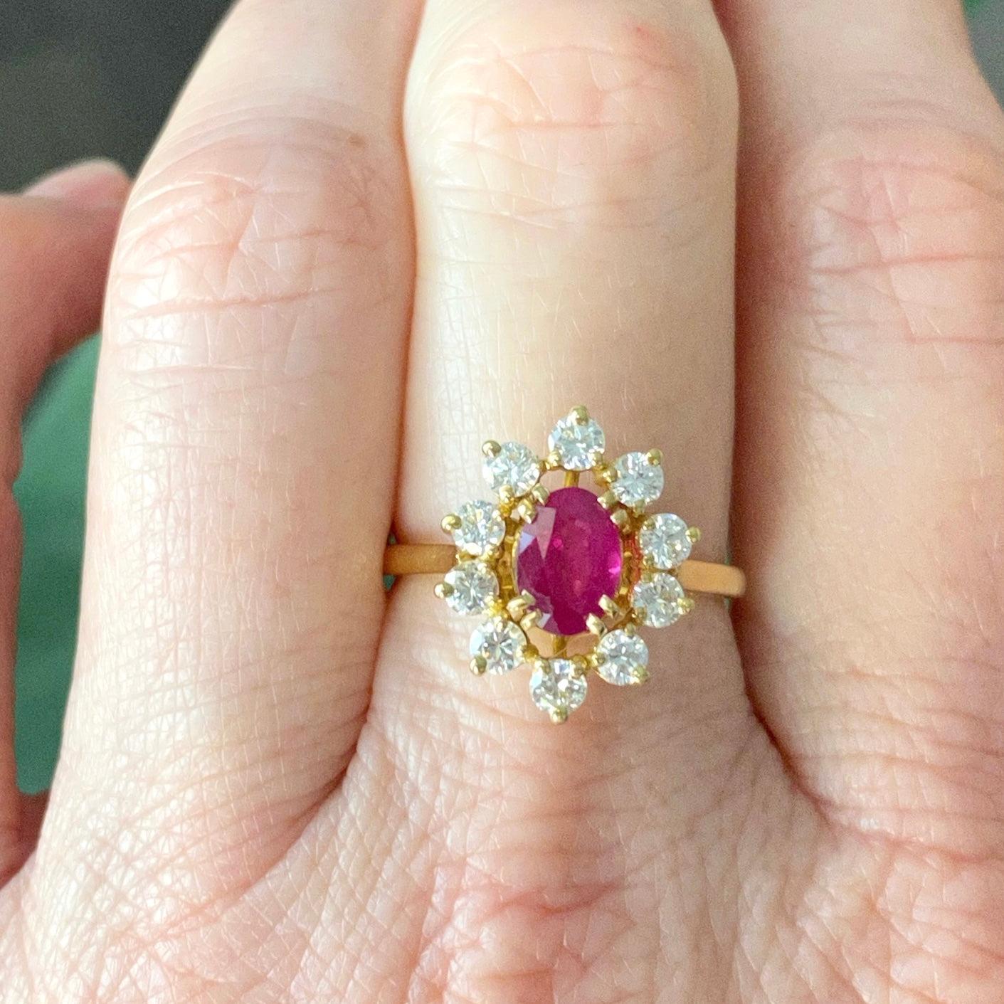 Vintage French GIA Certified Burma Ruby and Diamond Ring For Sale 2