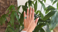 Vintage French GIA Colombian Emerald Diamond 18 Karat White Gold Cluster Ring
