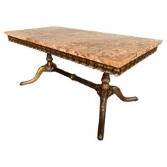 Vintage French Gilt Brass and Marble Coffee Side Table