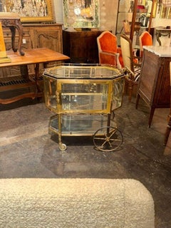 Vintage French Gilt Brass Bar Cart
