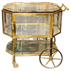 Vintage French Gilt Brass Bar Cart