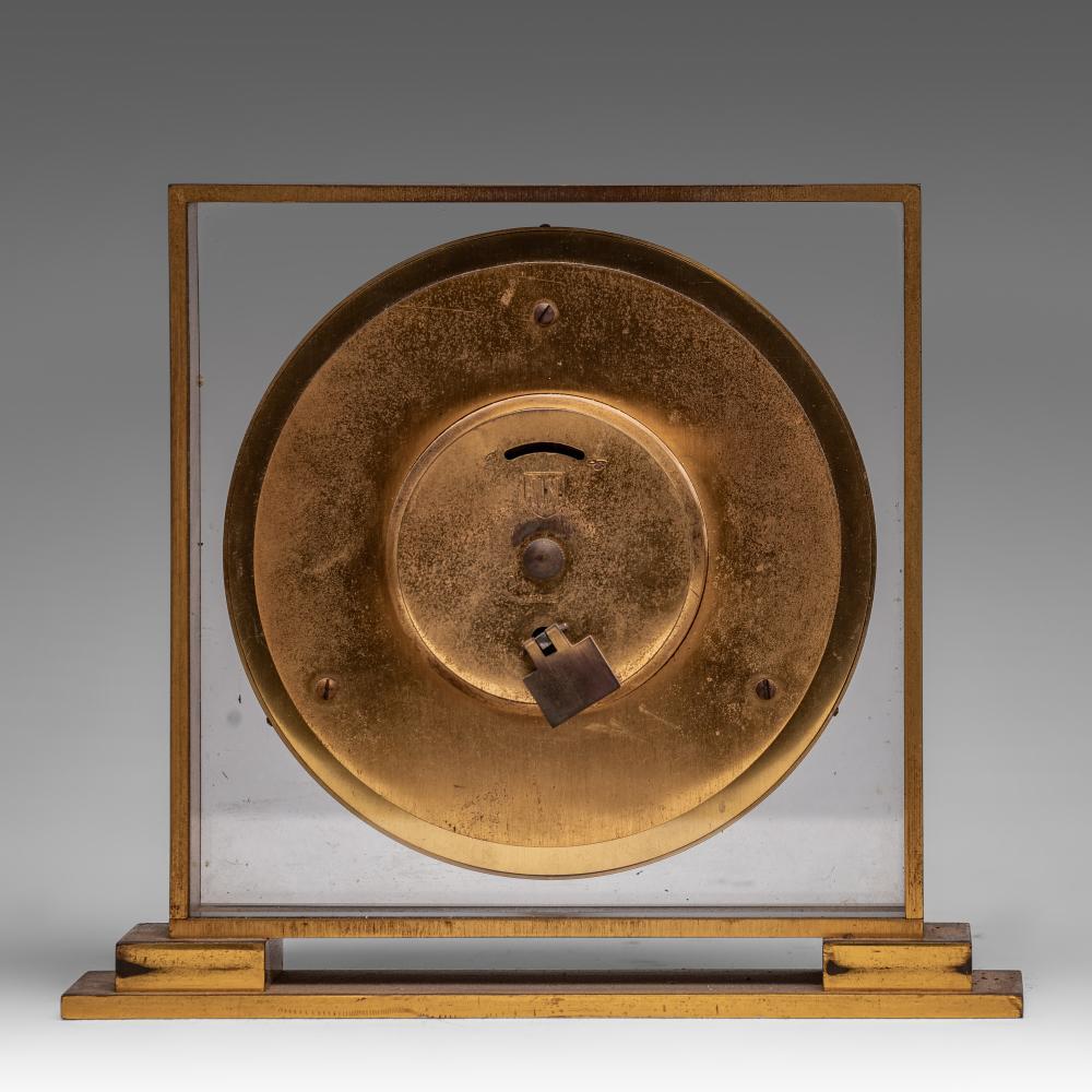Gilt Vintage French gilt Brass, Glass and Enamel Zodiac Astrology Themed Clock For Sale