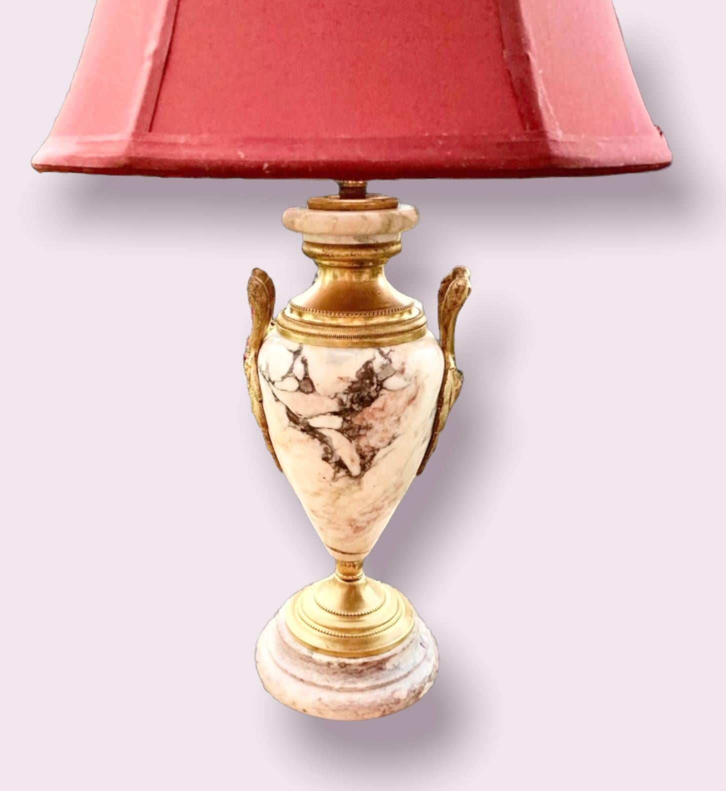 Vintage French Gilt Bronze & Marble Table Lamp 1