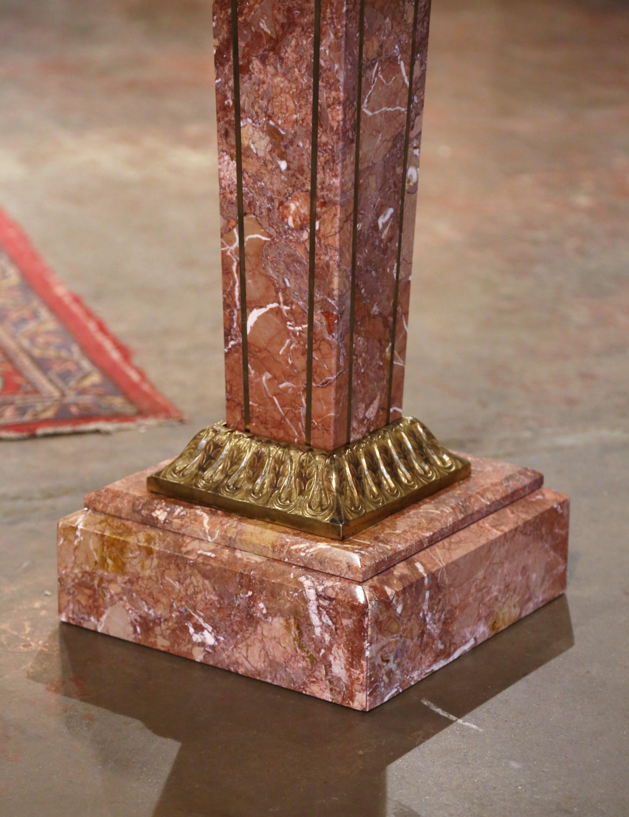 Hand-Carved Vintage French Gilt Bronze-Mounted Carved Marble 