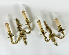 Applique vintage francesi in bronzo dorato, coppia, anni ’60, attacco E14