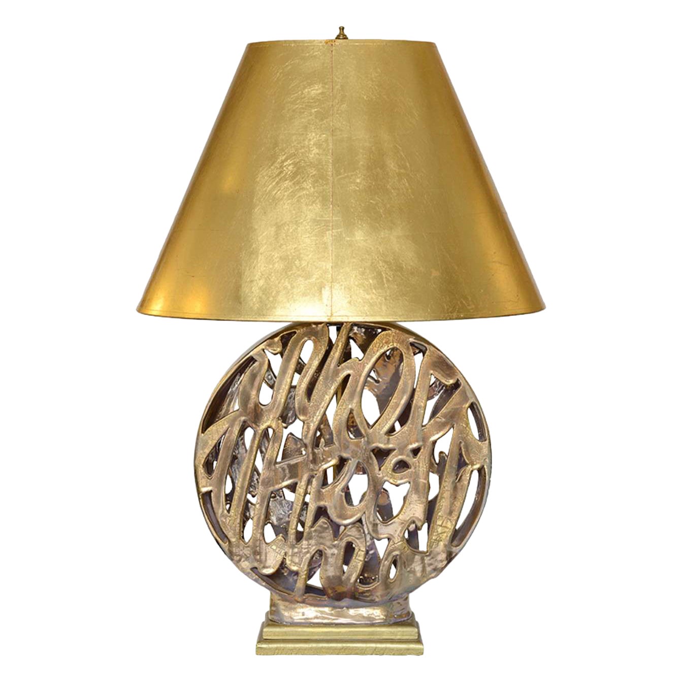 Lampe vintage en céramique dorée de style Hollywood Regency en vente