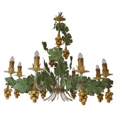 Vintage French Gilt Grape Tole Chandelier