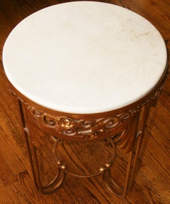 Vintage French Gilt Iron and Marble End/Side Table 1950's