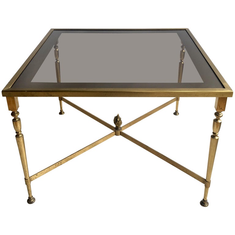 Vintage French Gilt Metal Coffee Table For Sale at 1stDibs