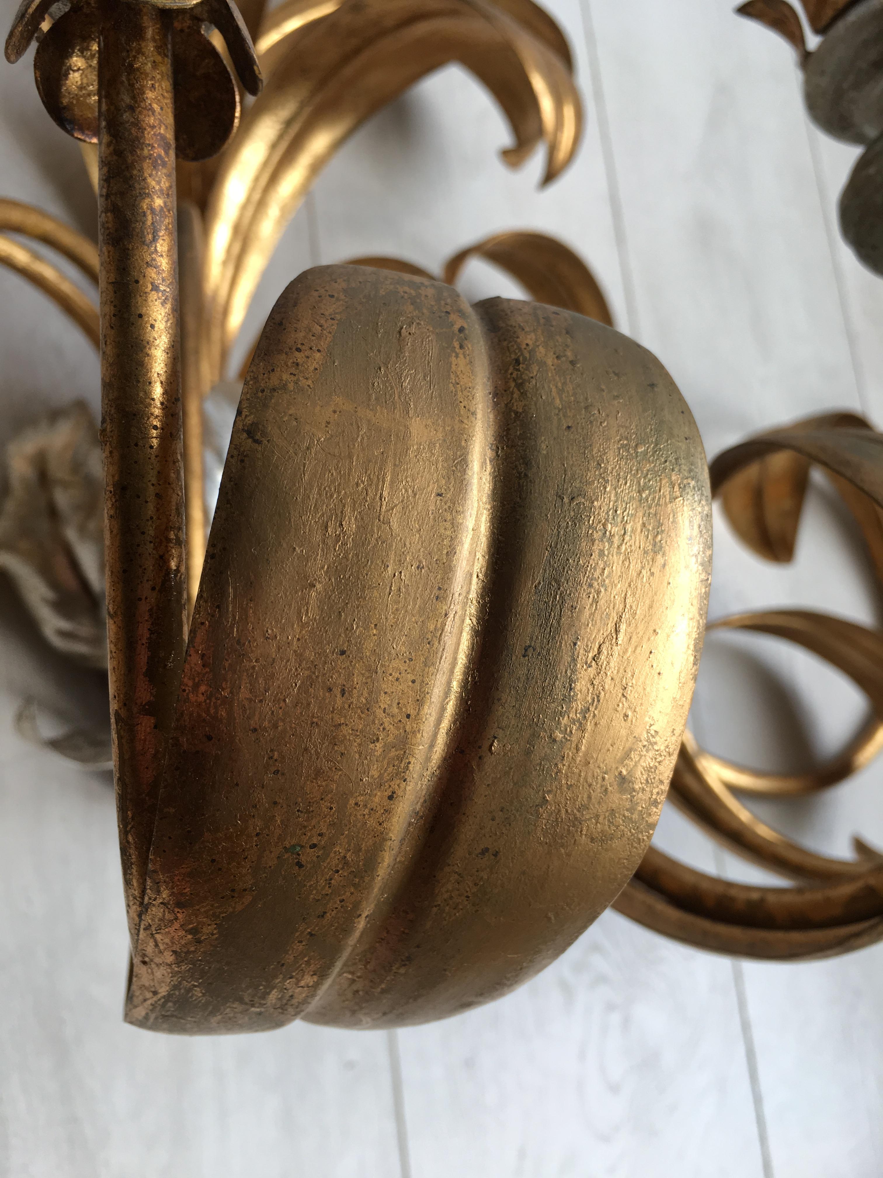 Vintage French Gilt Metal Wall Sconce or Light For Sale 3
