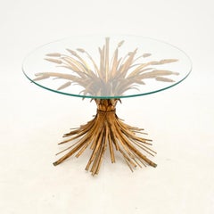 Vintage French Gilt Metal Wheat Sheaf Coffee Table