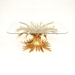 Vintage French Gilt Metal Wheat Sheaf Coffee Table