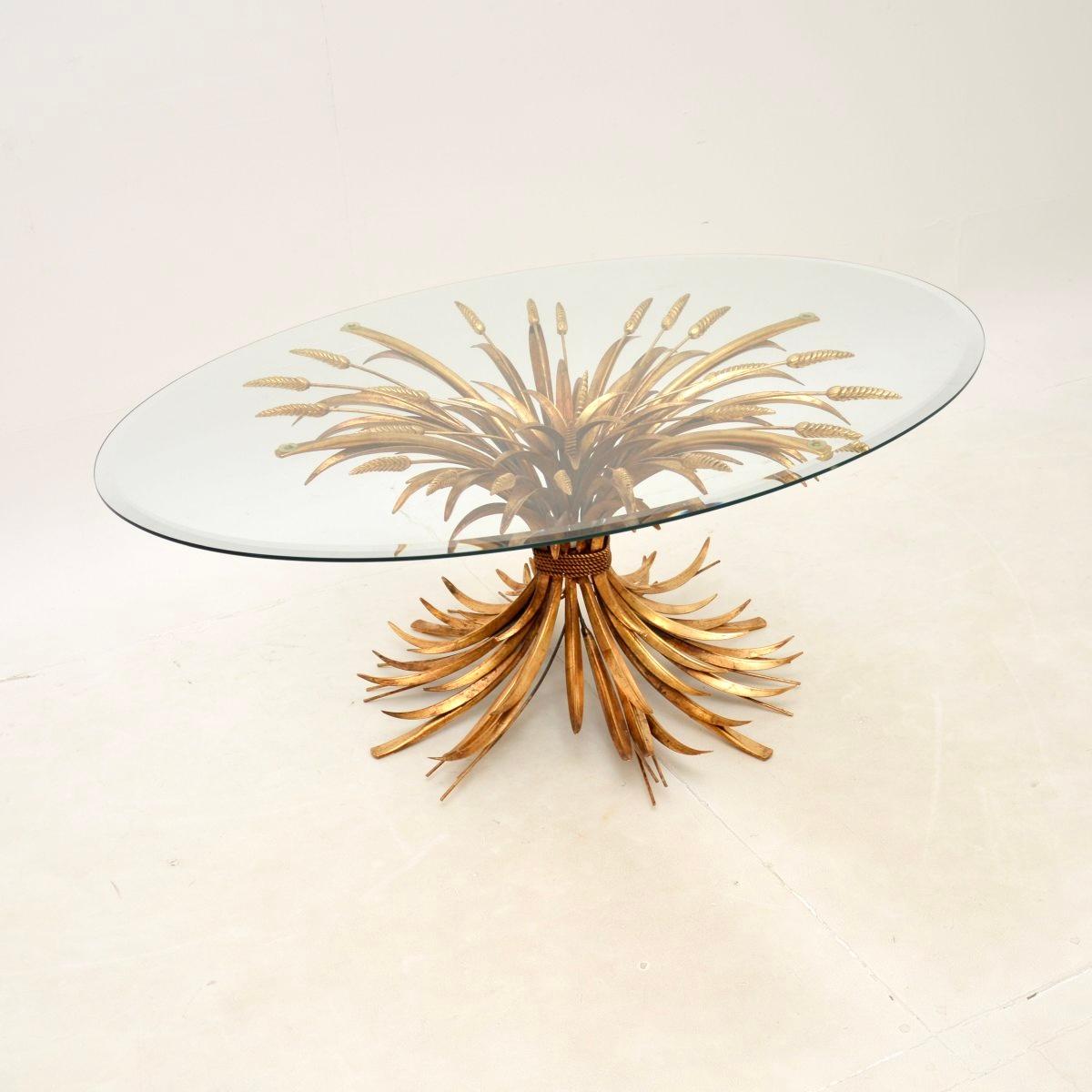 Vintage French Gilt Metal Wheat Sheaf Coffee Table In Good Condition In London, GB