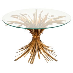 Vintage French Gilt Metal Wheat Sheaf Coffee Table