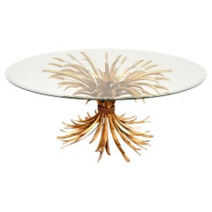 Vintage French Gilt Metal Wheat Sheaf Coffee Table