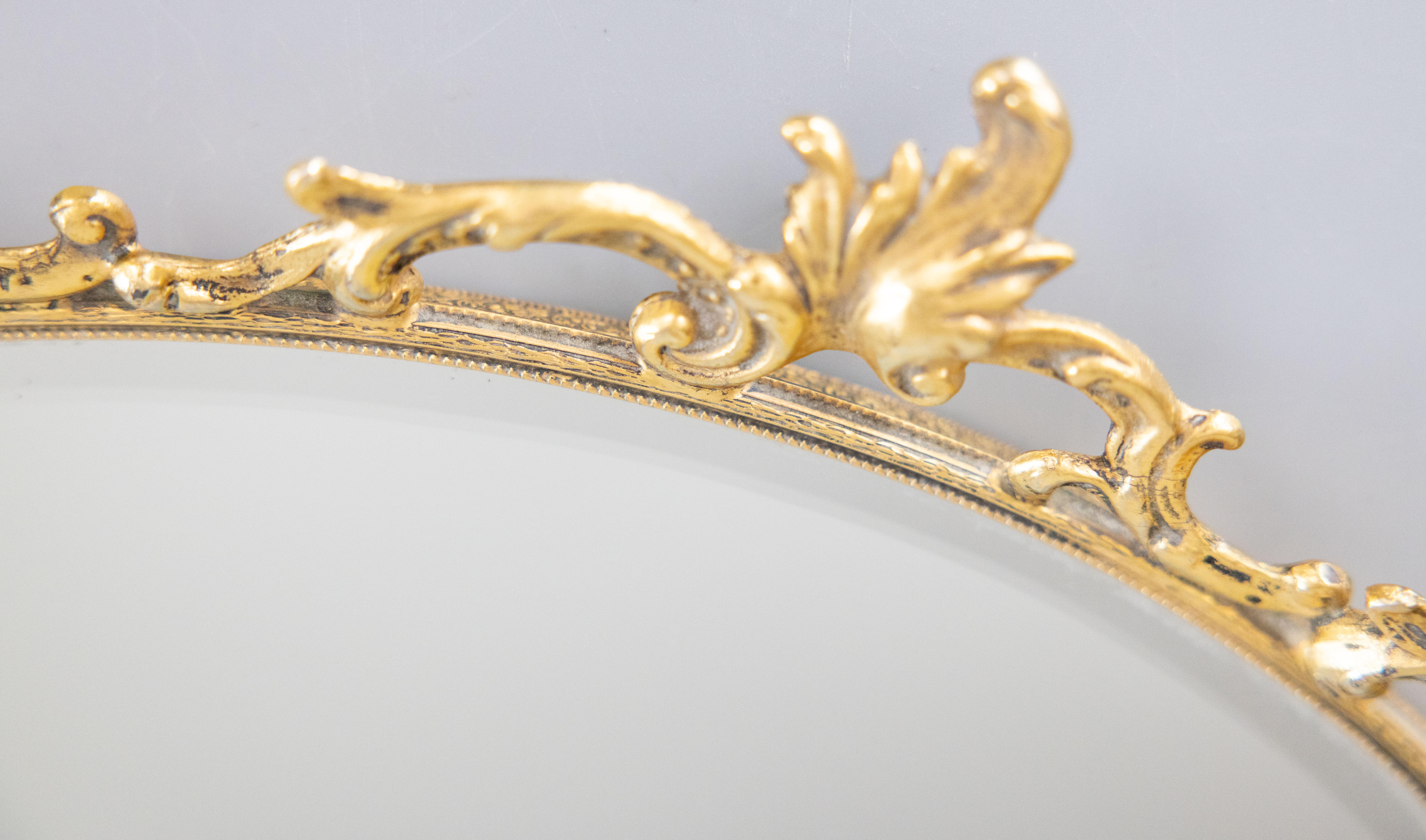 20th Century Vintage French Gilt Ormolu Acanthus Leaf Mirror Vanity Tray, circa 1950