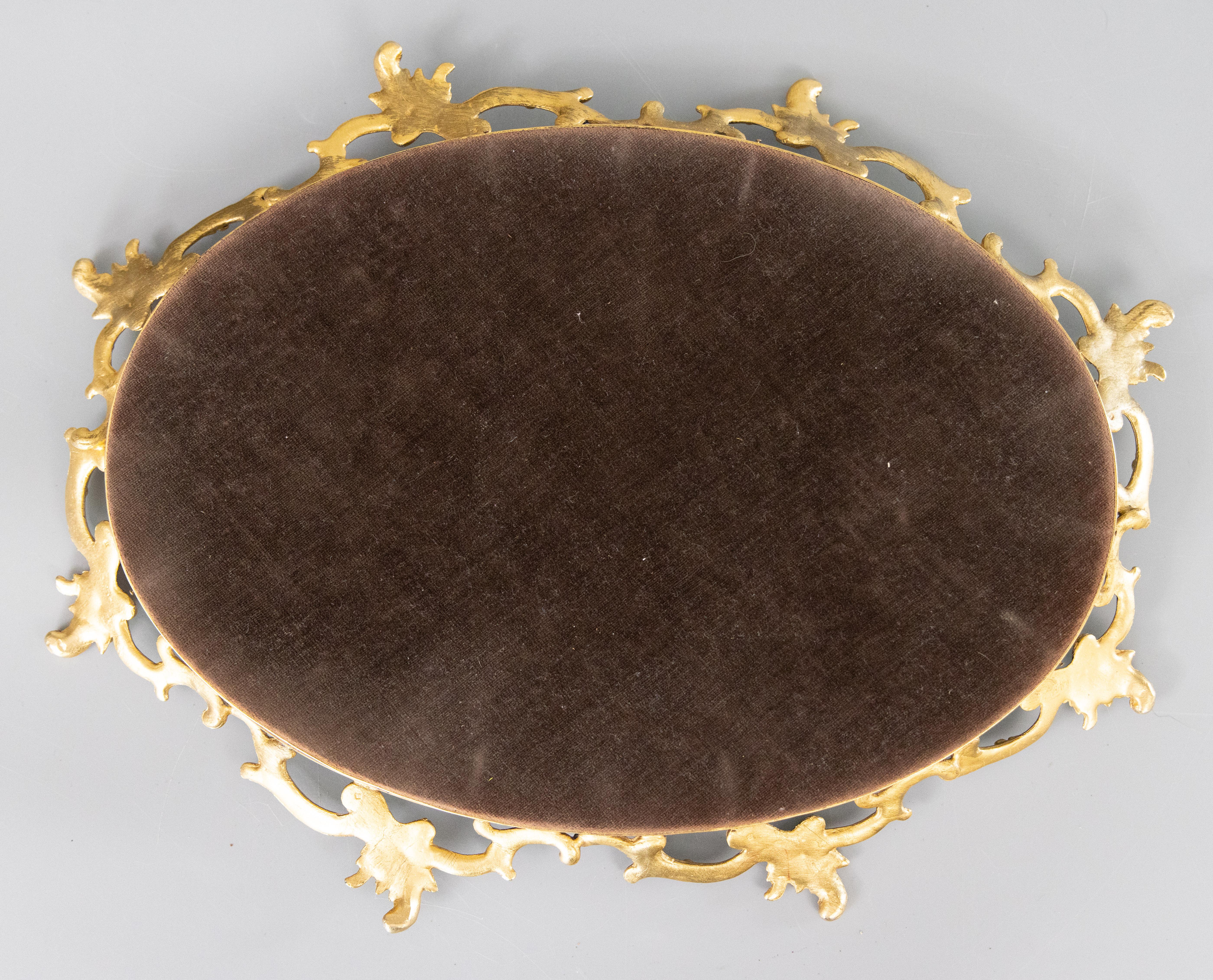Vintage French Gilt Ormolu Acanthus Leaf Mirror Vanity Tray, circa 1950 2