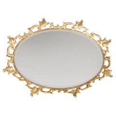 Vintage French Gilt Ormolu Acanthus Leaf Mirror Vanity Tray, circa 1950