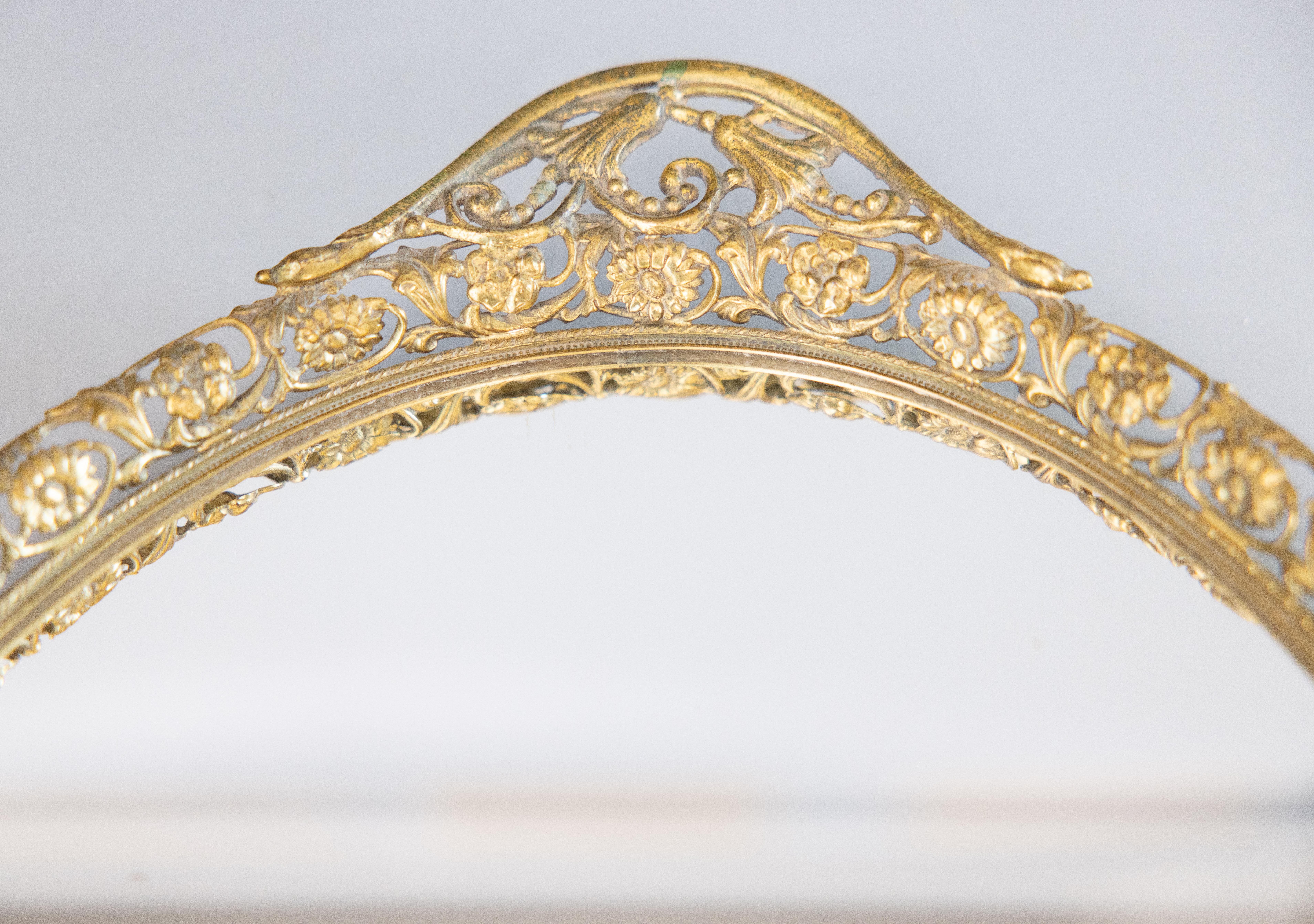 Art nouveau Vide-poches à miroir en bronze doré, circa 1950 en vente