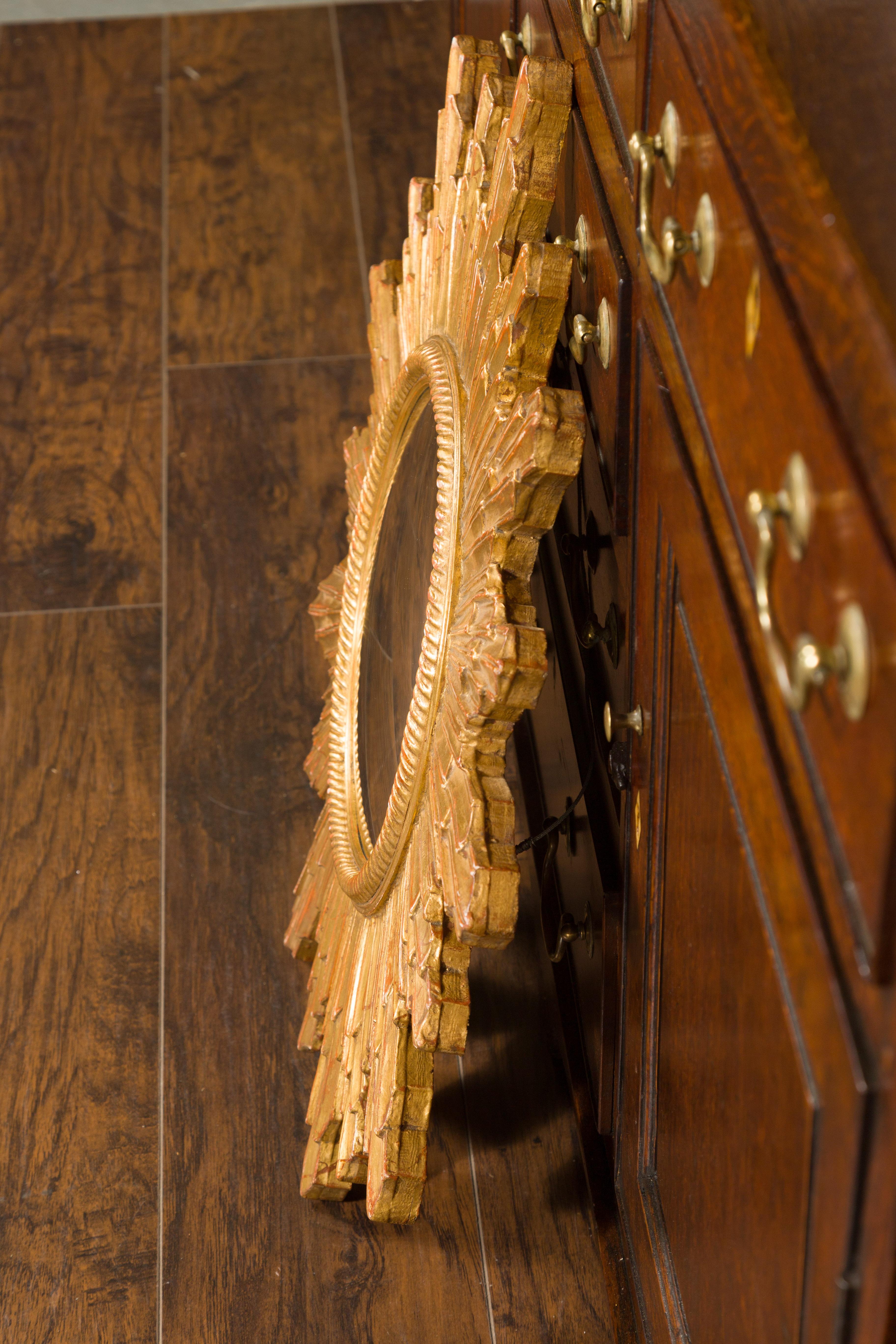 Vintage French Gilt Sunburst with Convex Mirror and Twisted Motifs, circa 1960 7