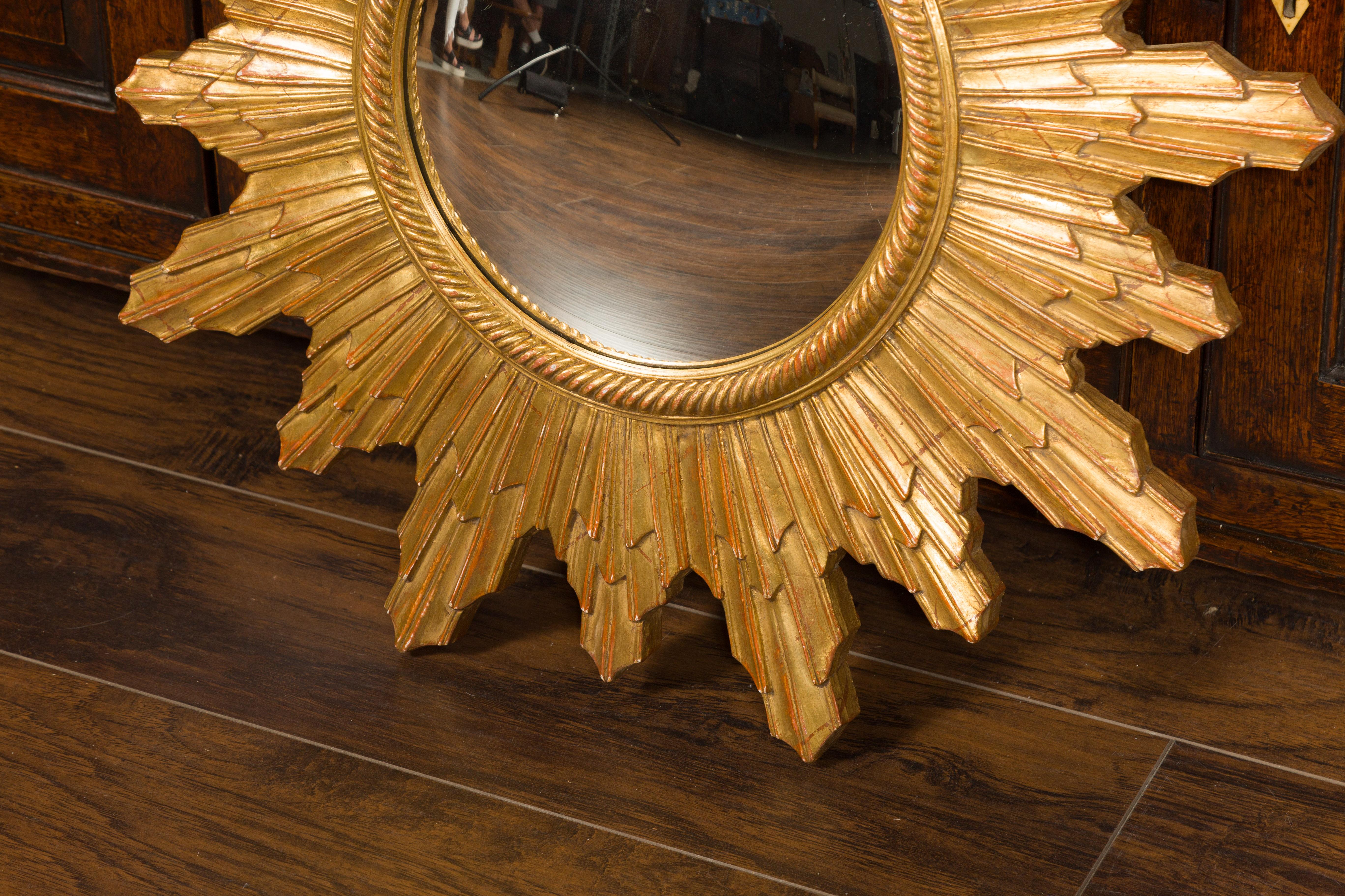 Vintage French Gilt Sunburst with Convex Mirror and Twisted Motifs, circa 1960 10