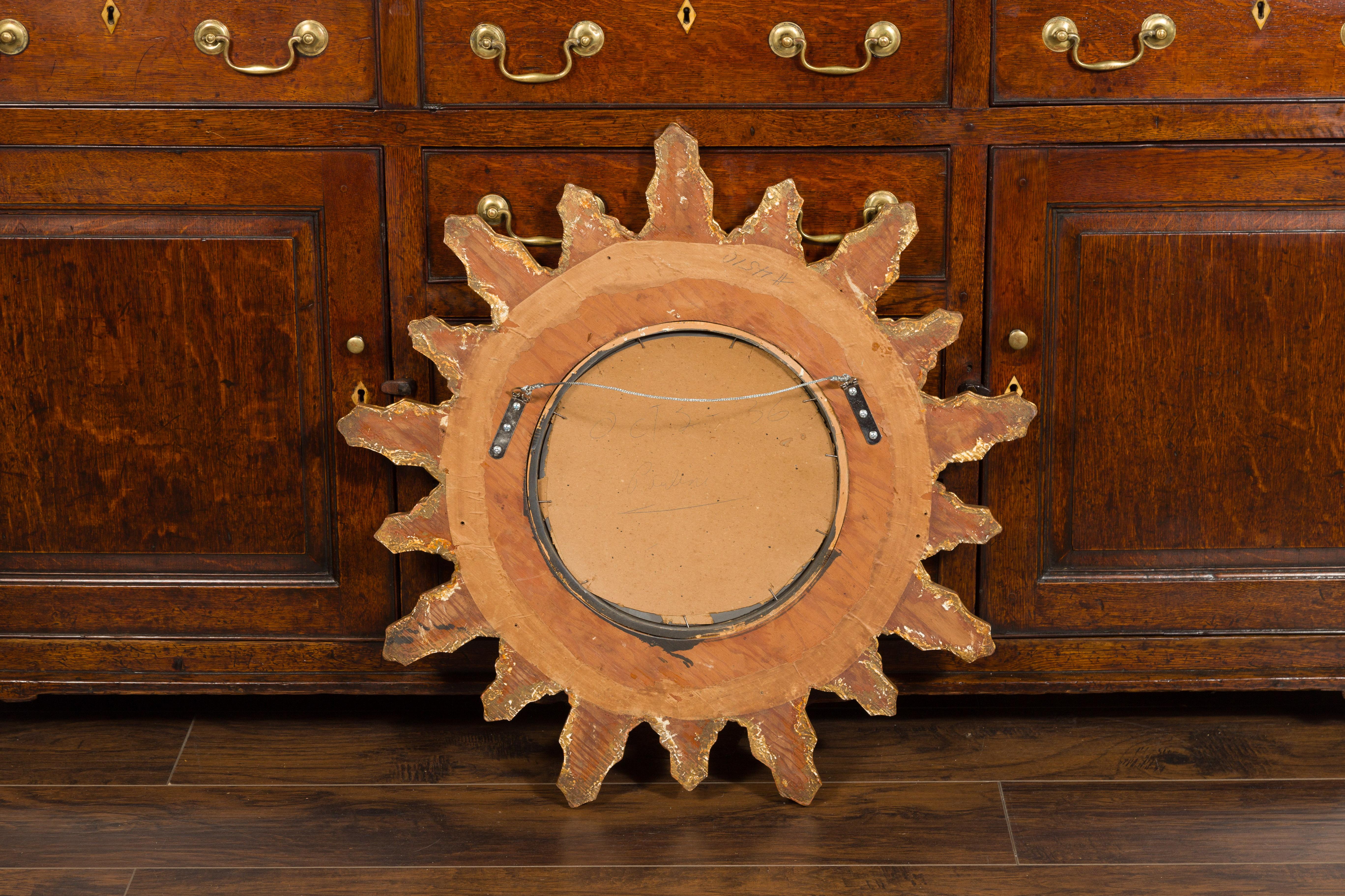 Vintage French Gilt Sunburst with Convex Mirror and Twisted Motifs, circa 1960 11