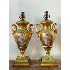 Vintage French Gilt Swan Lamps - A Pair