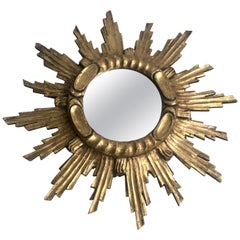 Vintage French Giltwood Sunburst Mirror