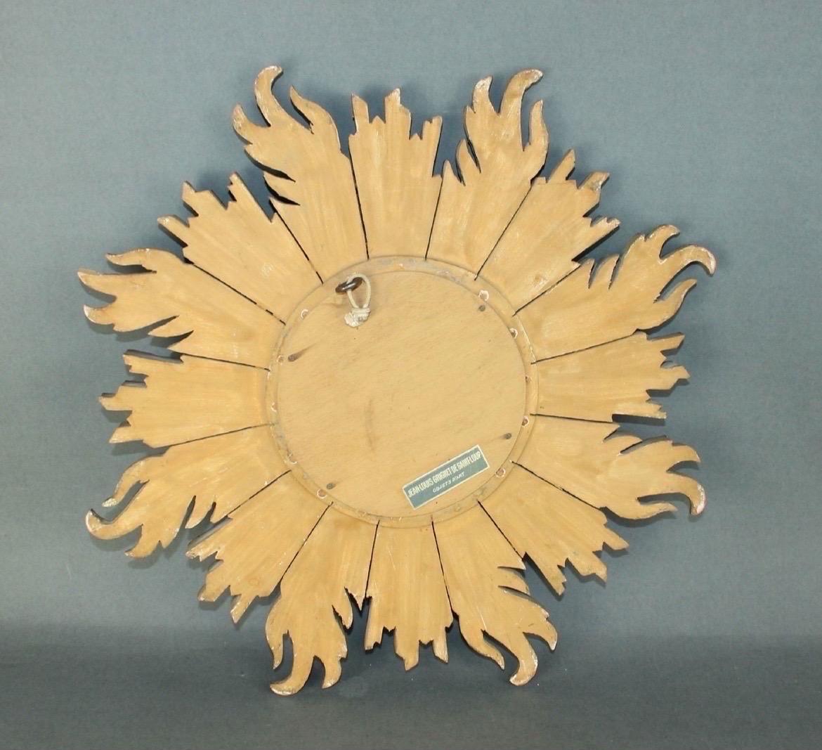 Mid-20th Century Vintage French Giltwood Sunburst Starburst Convex Mirror