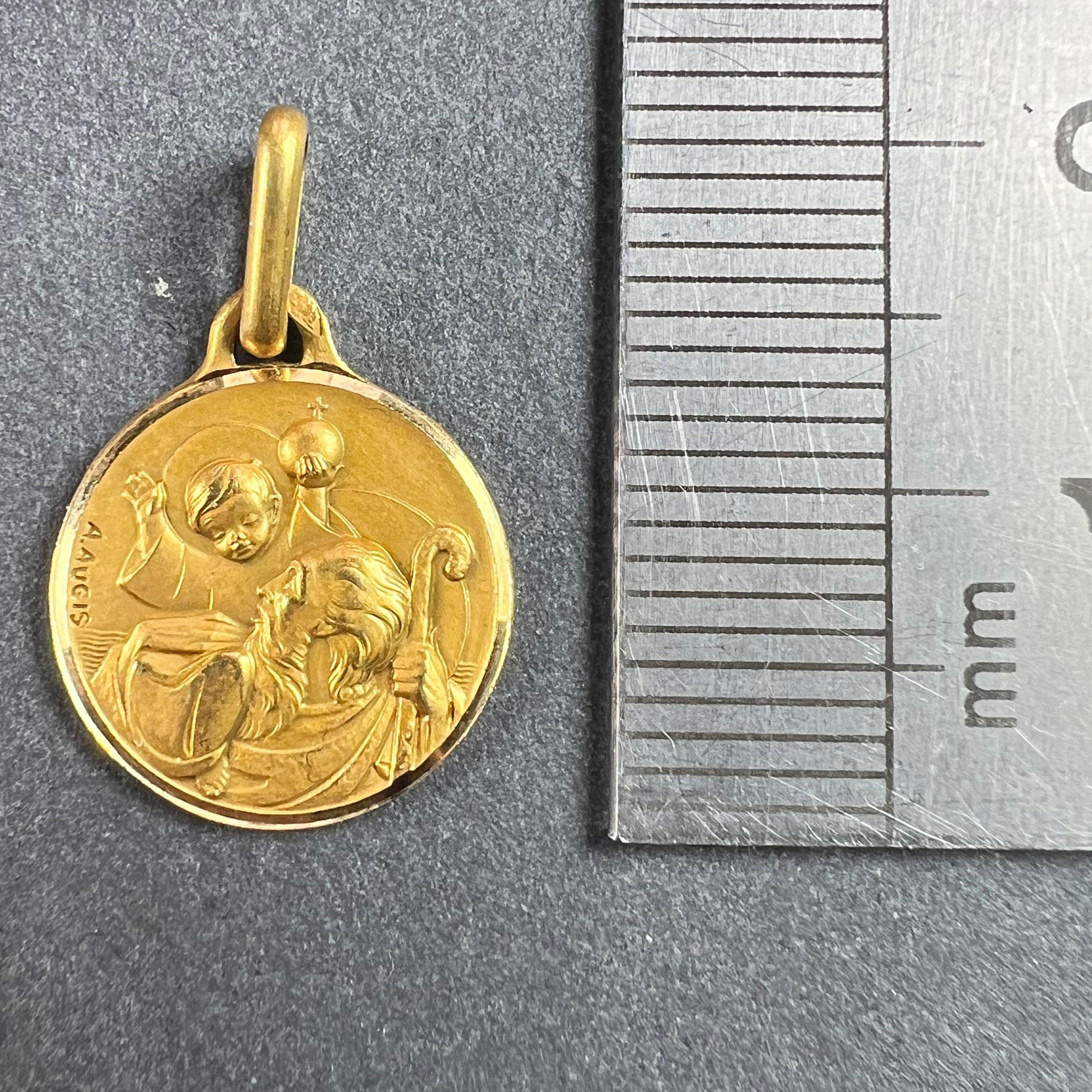 Pendentif breloque St Christopher français Girard en or jaune 18 carats en vente 6