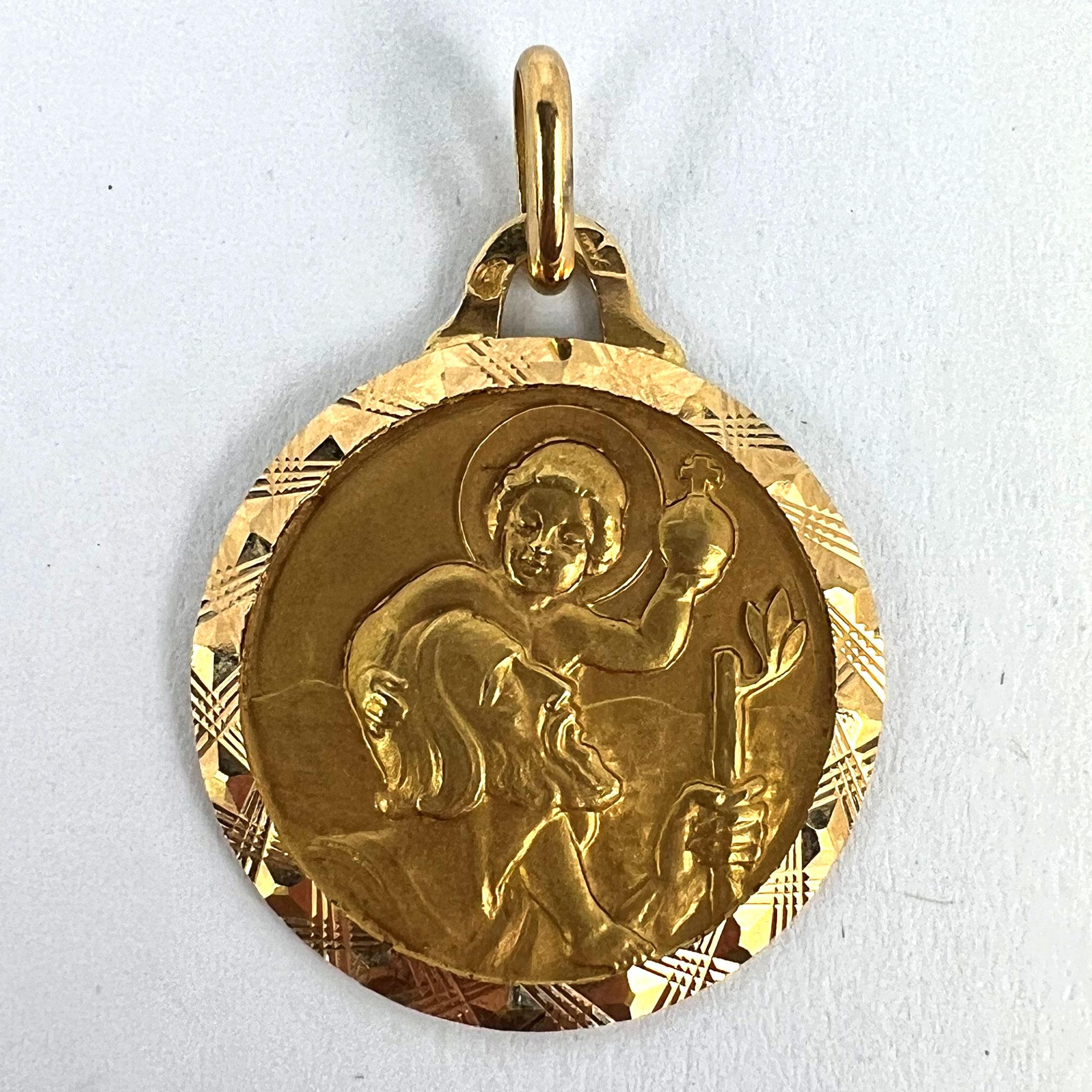 Pendentif breloque St Christopher français Girard en or jaune 18 carats en vente 8