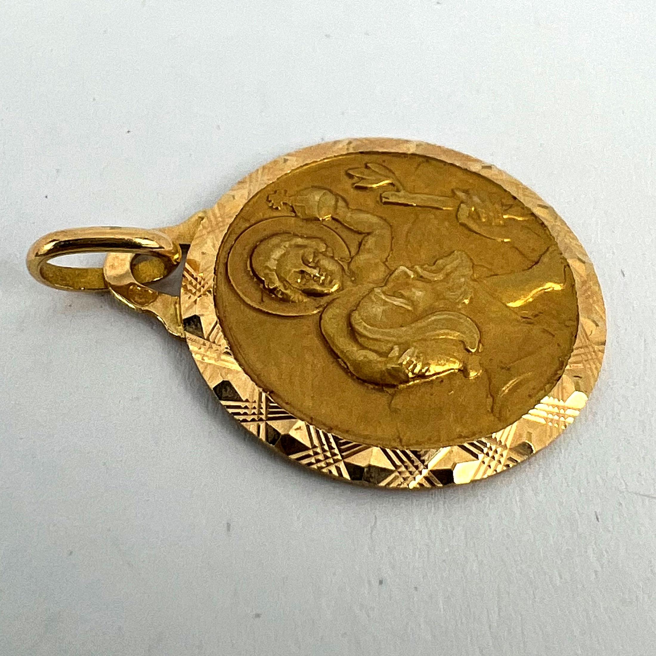 Pendentif breloque St Christopher français Girard en or jaune 18 carats en vente 11