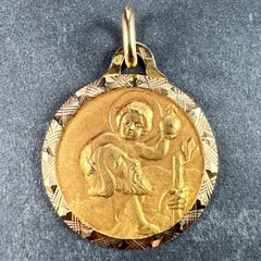 Vintage French Girard St Christopher 18K Yellow Gold Charm Pendant