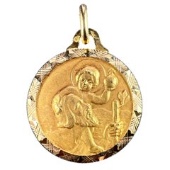 Französischer Girard St Christopher 18K Gelbgold Charm-Anhänger, Vintage