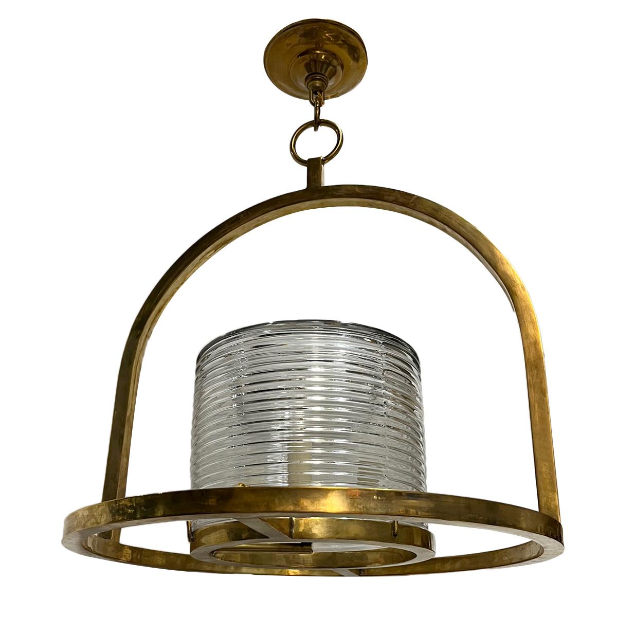 Vintage French Glass and Bronze Lantern In Good Condition For Sale In New York, NY