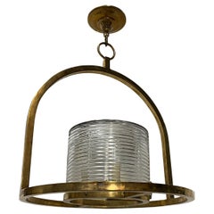Vintage French Glass and Bronze Lantern