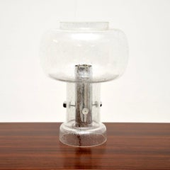 Vintage French Glass and Chrome Table Lamp