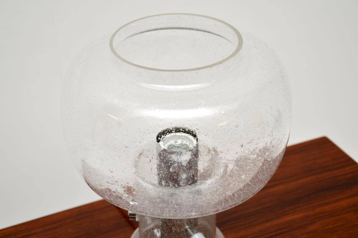 Lámpara de mesa francesa vintage de cristal y cromo Francés en venta