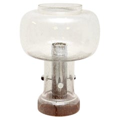 Vintage French Glass and Chrome Table Lamp